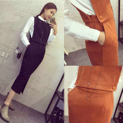 Online Red's new Korean version Temperament Ladies Dress OL Tide Fur Fashion Three Suits for a Long sleeves Sleeves Ocean Wave