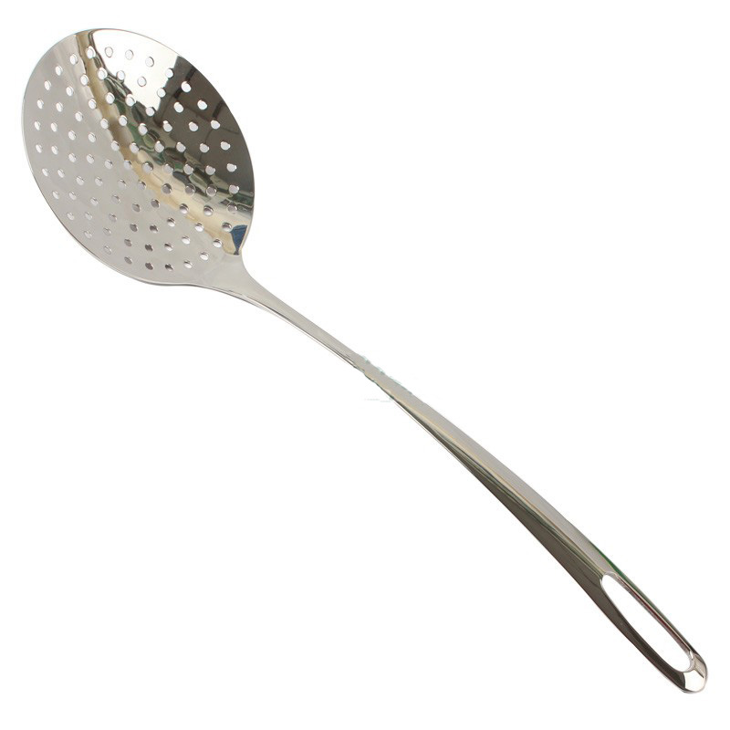 304 stainless steel colander household scoop spoon filter net fried fishing net all-steel one-piece kitchen tool