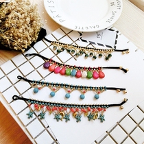 Mori hand-woven Bohemian National style anklet personality Bell turquoise footring retro versatile ornaments