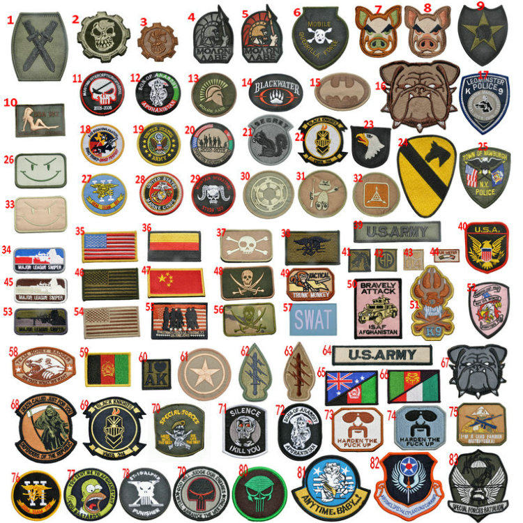 Embroidered double-sided hook and loop skull badge military fan epaulettes funny morale badge personality hole stickers 100 patterns