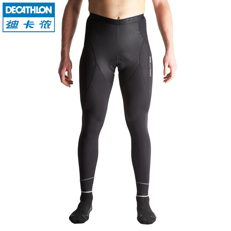迪卡侬自行车骑行裤男式硅胶护垫长裤秋冬保暖抗菌紧身裤G BTWIN