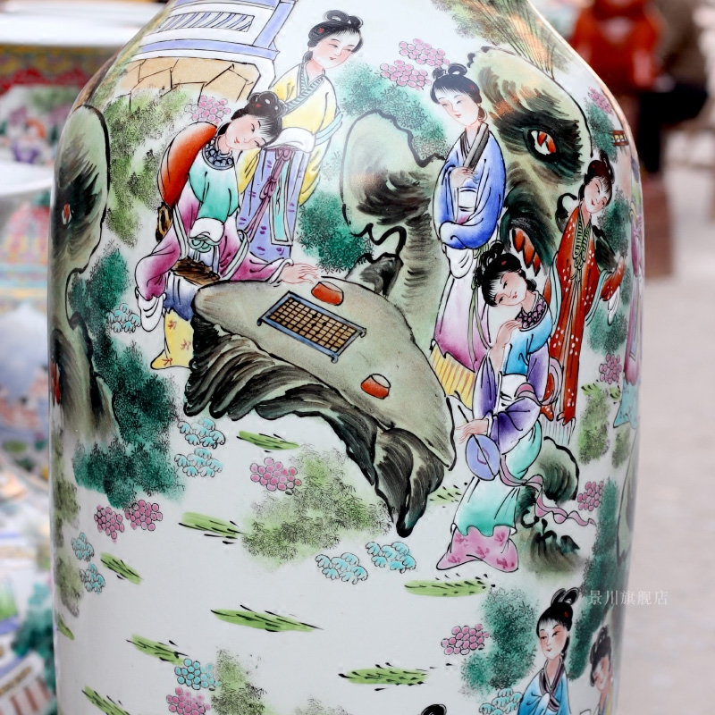 Jingdezhen household living room hand - made famille rose had large vases, beauty character ceramics furnishing articles
