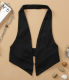 Spring and Autumn Vest Women's New Vest All-match Slim Fashion Suit Black Halter Neck Large Size Short Vest Europe