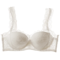True silk with soft steel ring bra cups lace sexy half a cup womens underwear small breasts to thicken with less bra