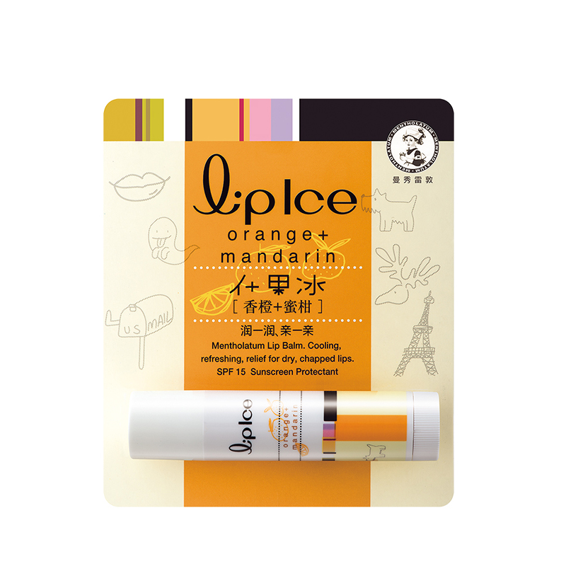 曼秀雷敦什果冰润唇膏(香橙+蜜柑)3.5g SPF15 防晒护唇膏保湿滋润