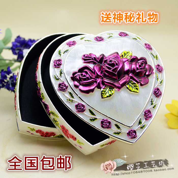 Russian alloy multilayer heart-shaped rose flower first decorated box upscale wedding gift ornament containing box