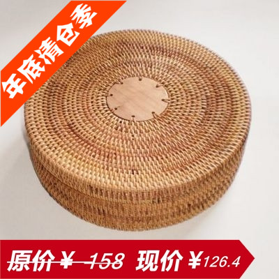 Vietnam imported handmade rattan round box storage box seven-Child double cake box Pu'er tea packaging box