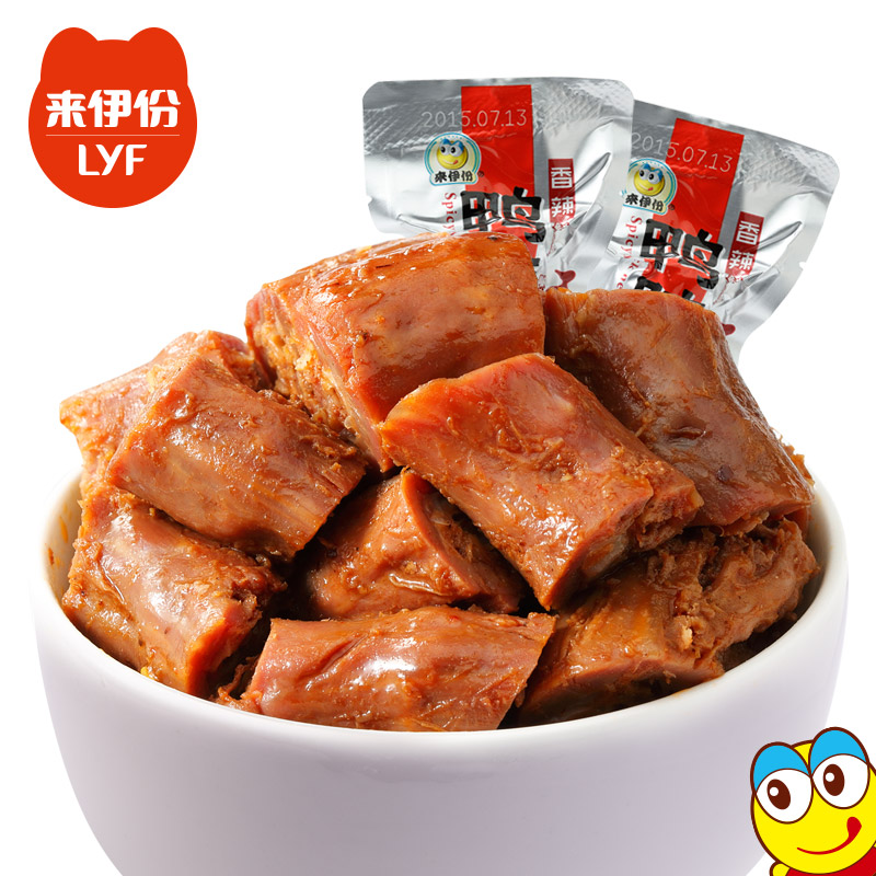 【天猫超市】来伊份香辣鸭脖250g   鸭肉类零食 鸭颈袋装食品