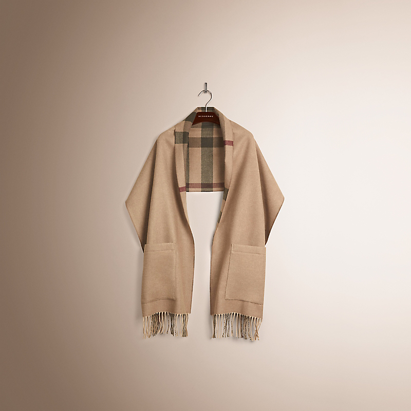 Burberry博柏利 格纹衬里羊绒混纺披肩 45576611
