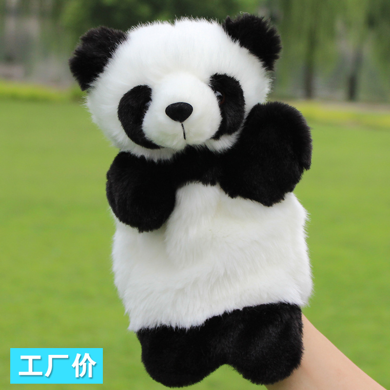 Children's toy promotion panda animal hand puppet children storytelling plush gloves doll baby early education foreign trade