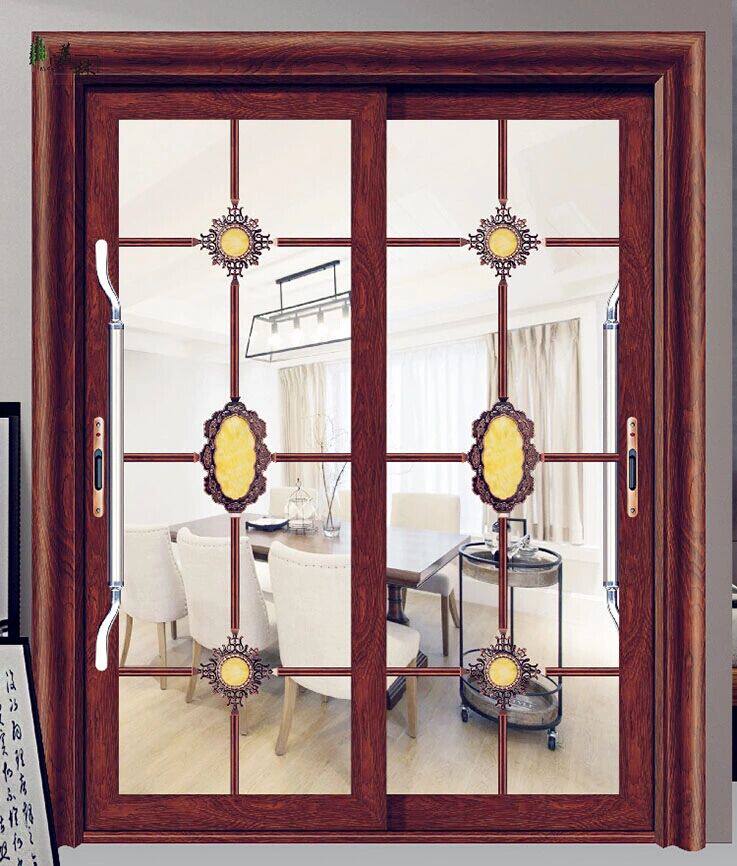 Hot promotion hollow door balcony sliding door living room partition door double-layer tempered glass titanium magnesium aluminum alloy profile