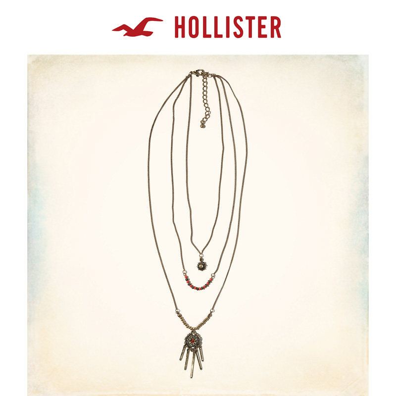 Hollister 橙色串珠多层项链 女 127103