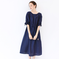 IDYLL ISLE Cá Đảo chủ sở hữu mùa hè mới retro tay thêu đầy đủ linen loose búp bê ăn mặc