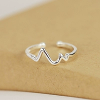 Thiết kế đơn giản nhẫn 925 sterling bạc mở tim sáng tạo nhịp tim ECG quý cô quà tặng ngày Valentine nhẫn vàng 24k