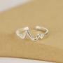 Thiết kế đơn giản nhẫn 925 sterling bạc mở tim sáng tạo nhịp tim ECG quý cô quà tặng ngày Valentine nhẫn vàng 24k