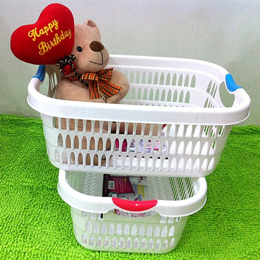 Plastic White Storage Basket Wholesale Rectangular Fashion Storage Basket Size Home Laundry Basket Fruit Basket Y003