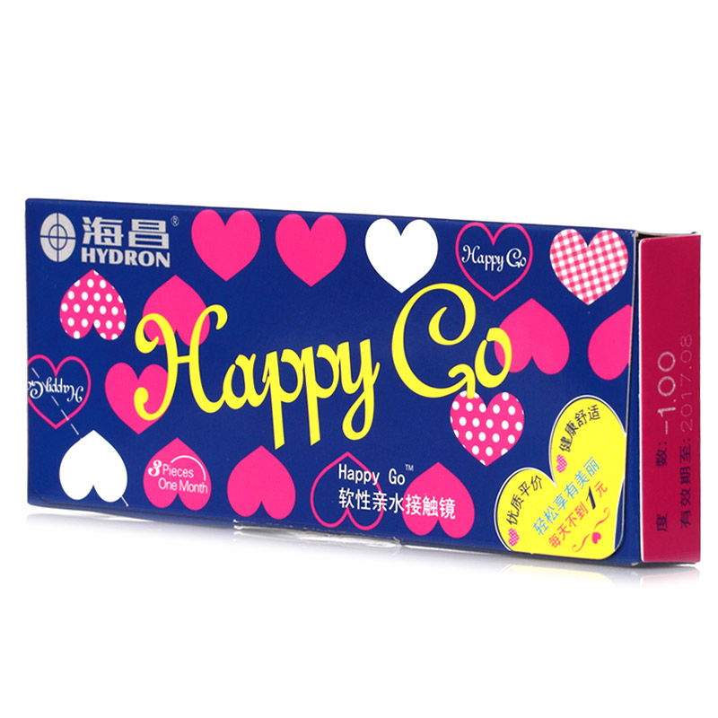 [买1送2]海昌隐形近视眼镜Happy Go月抛6片装水润舒适无感透氧
