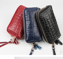 2021 new double zipper cowhide clutch female small bag large capacity clutch mother coin purse mobile phone bag tide
