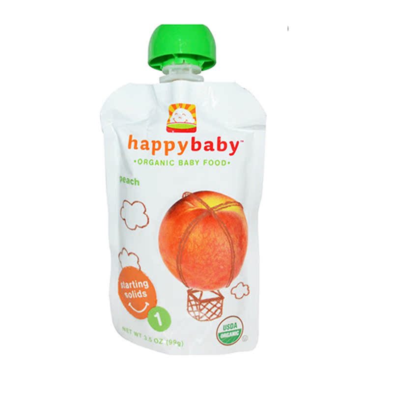 禧贝/happy baby有机水果泥 水蜜桃泥 进口婴儿辅食1段*99g*1袋