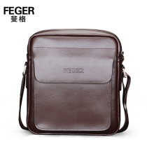 Feige simple mens bag Middle-aged mens backpack Old-age bag Fashion soft leather official bag shoulder messenger bag Cowhide bag