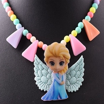 Love Yarn Princess Colored Angel Necklace Cloth Art Gold Powder Wings Children Beads Crystal Necklace Handmade String Bead Pendant