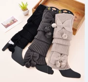 Mùa thu và mùa đông Thời trang Hàn Quốc len hoang dã của phụ nữ quần legging vớ nơ treo giày bóng đặt chân đặt cọc vớ