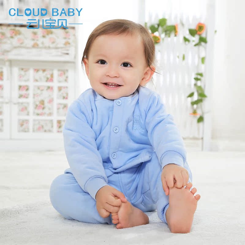 云儿宝贝秋冬款童装 南极棉婴儿加厚内衣套装 宝宝长袖保暖套装