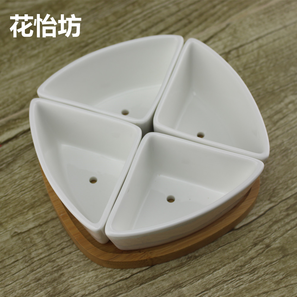 多肉拼盘花盆 多肉花盆 陶瓷 白色 zakka多肉拼盘 含托 组合套餐