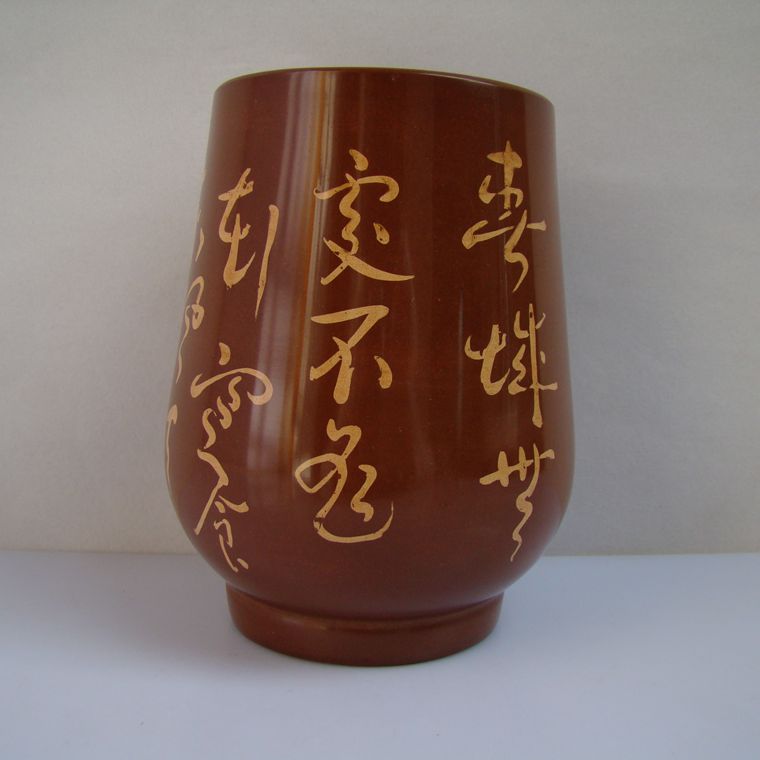 Yunnan Purple Pottery Old Factory Earth Kiln Firewood Burning Old Pottery Pen Holder 97 years Yuan Jiaolu Master Handmade Wenfang Supplies pen holder