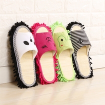 Cartoon summer season bamboo mat cool mat lazy clothes floor slippers floor mop floor slippers can be removed and washed