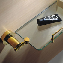 All-copper single-layer golden cosmetics rack European classical glass clip wall-mounted golden glass rack golden bathroom pendant