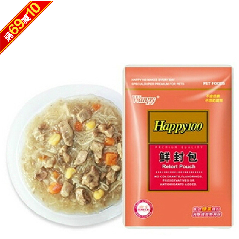 波奇网 宠物狗零食顽皮Happy100犬用鲜封包鸡肝鸡肉蔬菜80g鲜封包