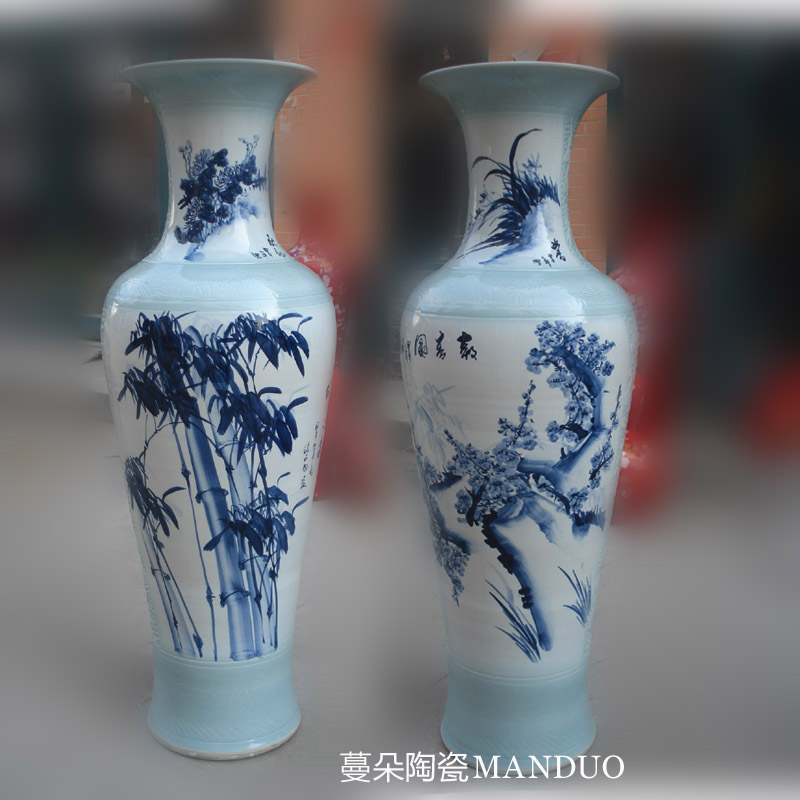 Jingdezhen blue and white vase by patterns of hand - made of 1.3 1.5 meters hand - made porcelain bottle bottles of new home sitting room