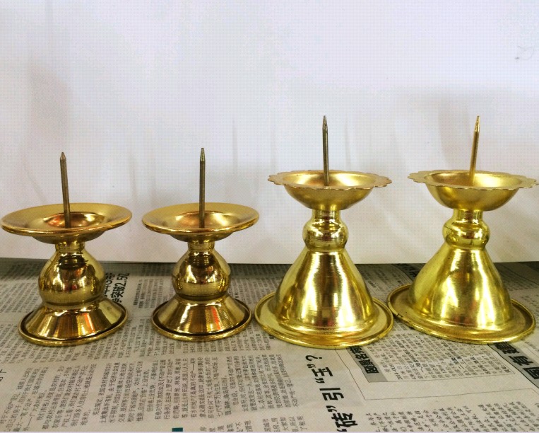 Candle stand incense burner holder gold color sacrificial ceremony Buddha worship Buddha decoration festive supplies for Buddha trumpet