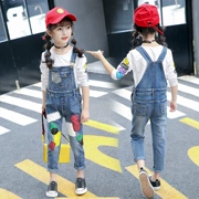 13 cô gái 5 quần yếm denim 6 quần 7 mùa xuân và mùa thu 8 trẻ em 9 trẻ em 10 tuổi cô gái 11 phiên bản Hàn Quốc của nghi phạm 12