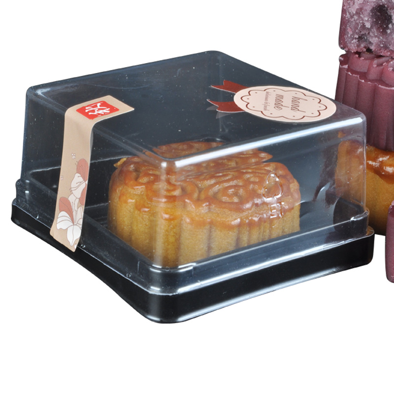 one thousand regiment Seiko 100g Plastic bottom transparent cover Plastic Suction Moon Cake Box Mooncake packaging box 6 clothes