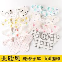 Nordic style baby cotton bib 360 degree round rotatable flower bib Baby petals baby saliva towel