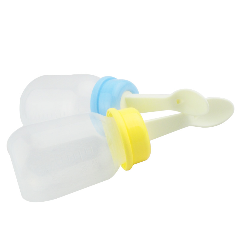 日康 带勺PP奶瓶离乳奶瓶 软勺喂食瓶 小号米糊瓶120ml RK-3039