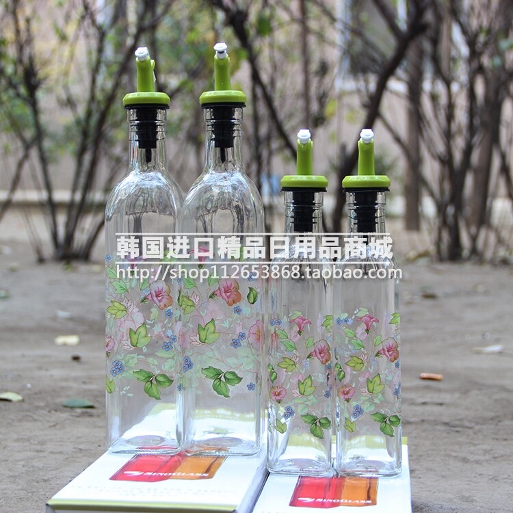 South Korea Imported Horn Flowers Farfetched Korean Fancy Kitchen Glass Oil Pot Glass Oil Bottle Sauce Bottle Vinegar Bottle