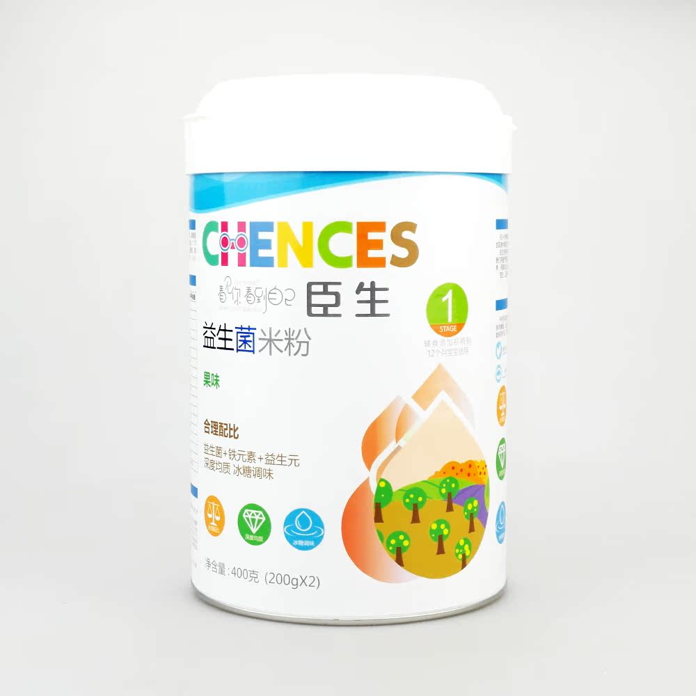 臣生 益生菌婴儿米粉 果味宝宝辅食婴幼儿米糊1段400g CS8029
