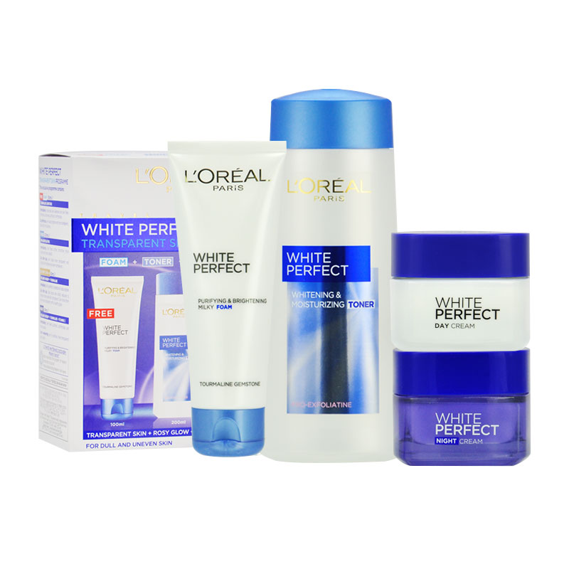 L＇oreal/欧莱雅雪颜美白水润护肤套装四件装提亮肤色美白保湿