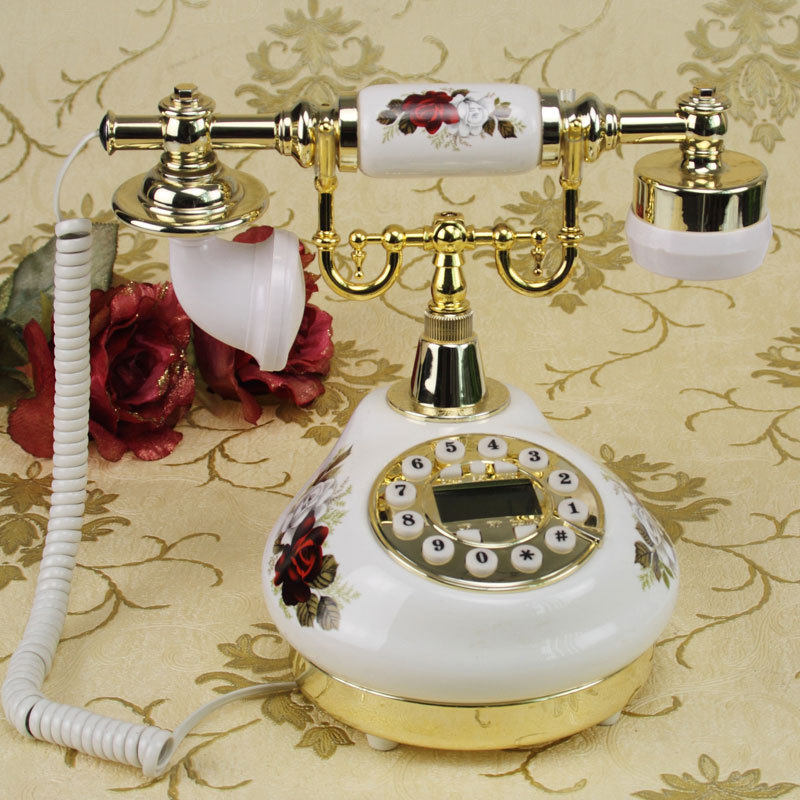Eurostyle Fields Garden Retro Vintage Antique Ceramic Crafts Hotel Home to Electric Display Cable Phone Landline Telephone