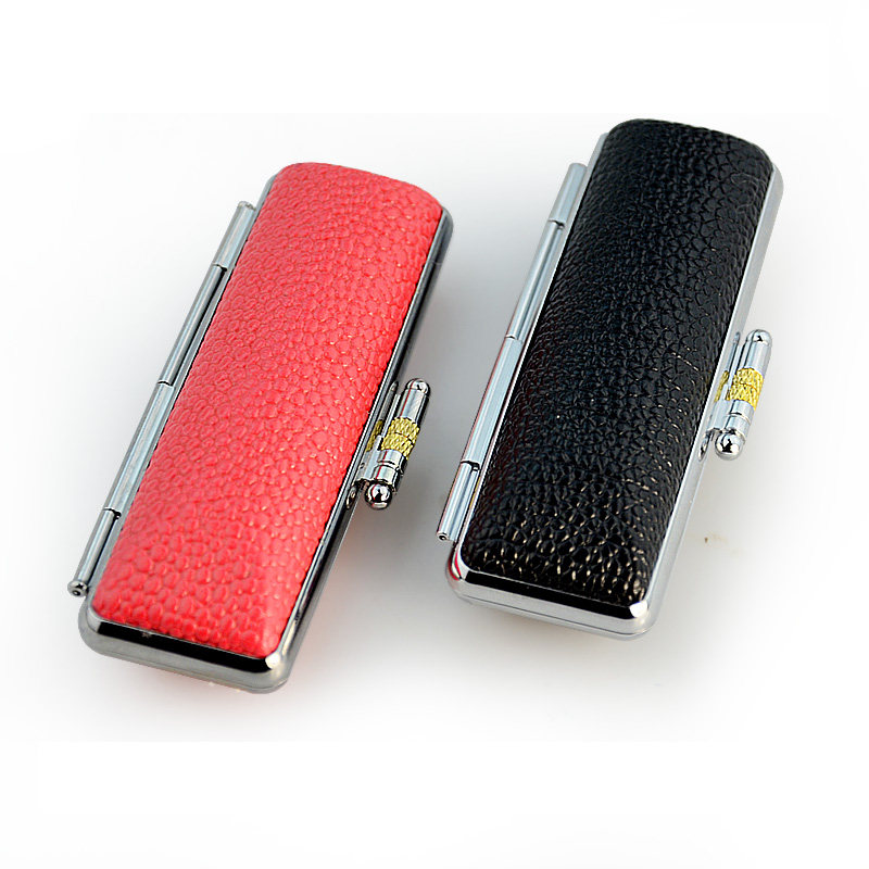 Stamp box Personality Japanese study abroad small round stamp stamp box Leather metal buckle stamp box