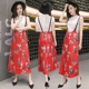 Ngôi sao cùng chiếc váy in hình mèo hạnh phúc xoắn 绡 Hoàng tử Wenqiu quai váy hai dây - Sản phẩm HOT vay dep Sản phẩm HOT