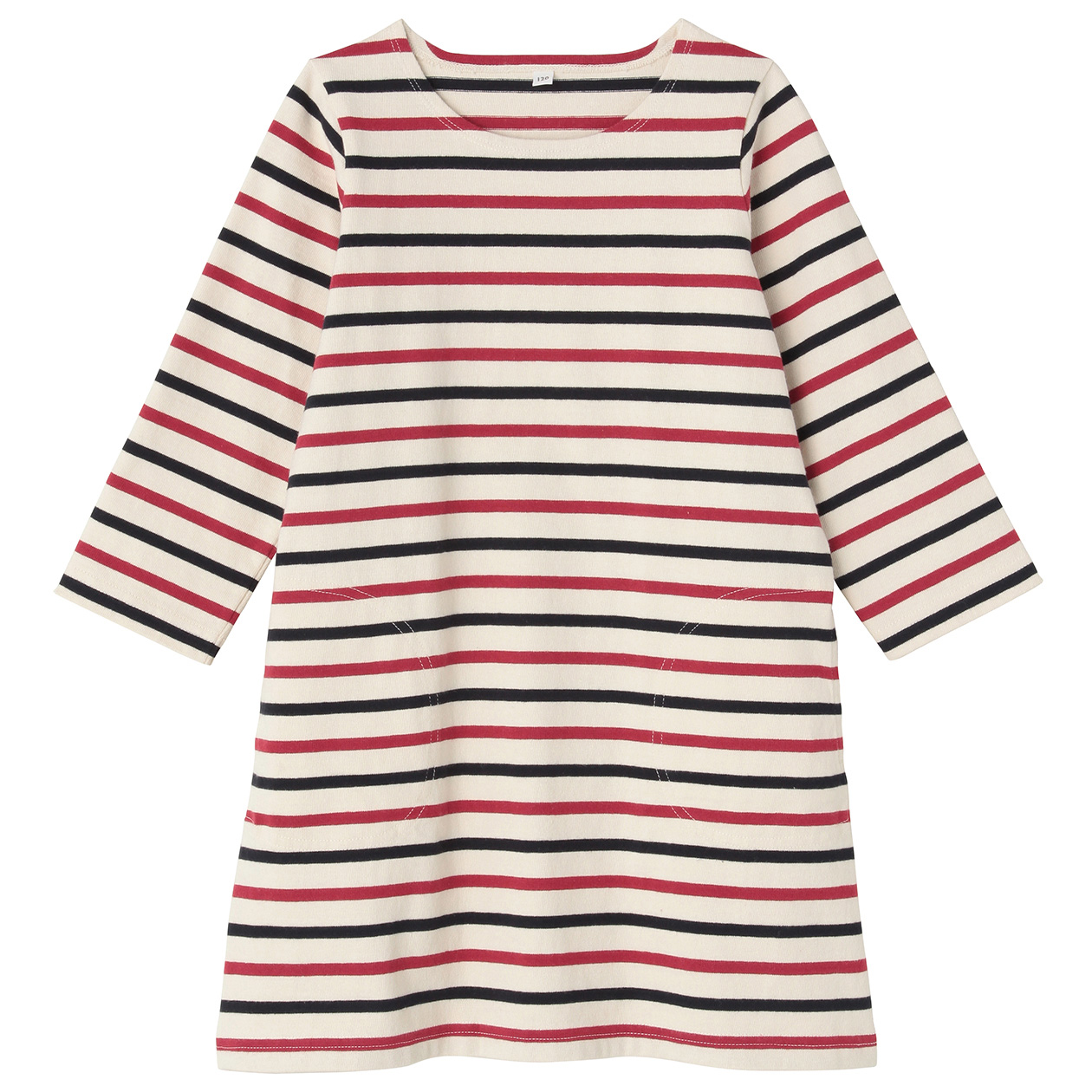 无印良品MUJI 童装 粗棉线八分袖连衣裙