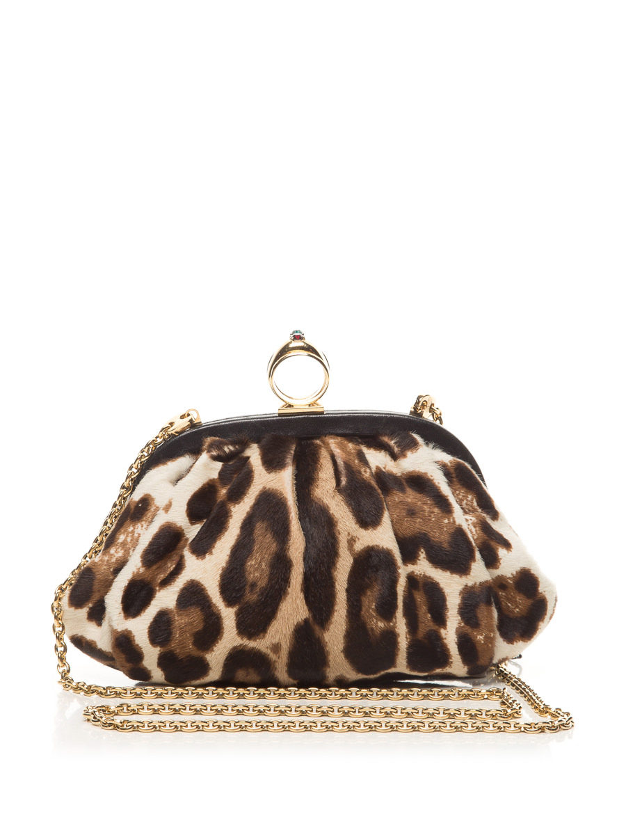 Dolce&Gabbana 豹纹饺子形链条晚宴包
