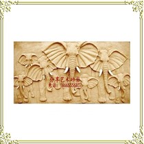 Sandstone Sculpture Relief Large City Beautify Elephant Group Hotel Interior Exterior Background Wall Decoration Furnishing Building Materials