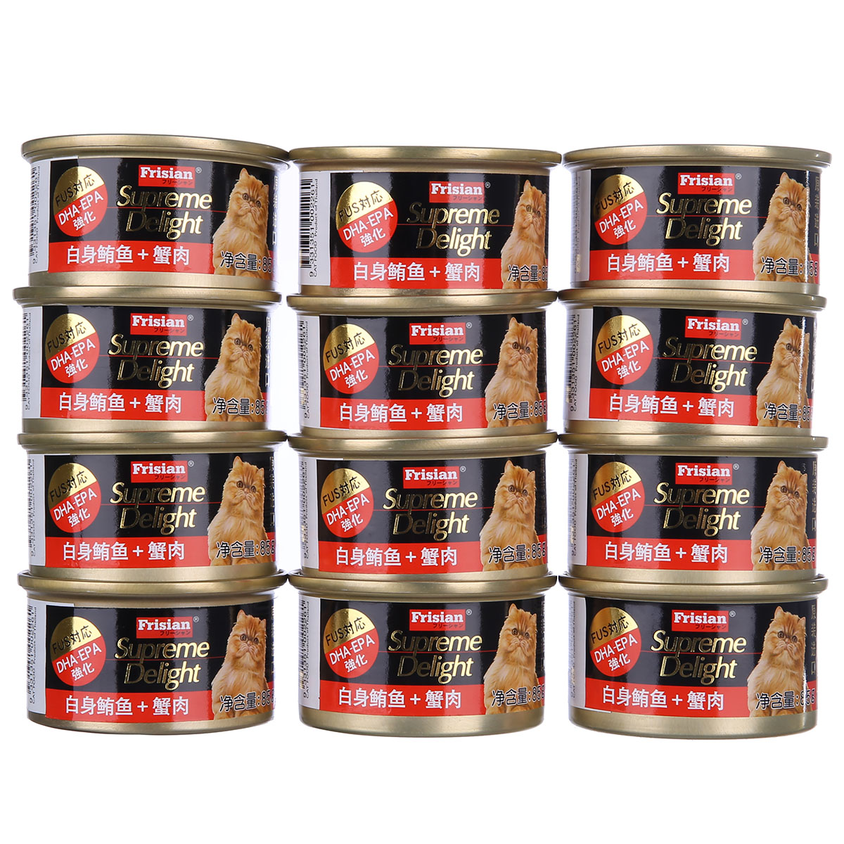 波奇网 宠物猫零食富力鲜白身鲔鱼+蟹肉猫罐头*12猫湿粮鲜封包
