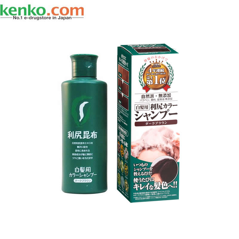 日本EMS包邮利尻昆布纯植物无添加白发用染发膏剂洗发水200ml深棕