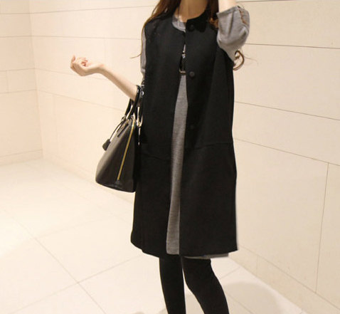 2022 Spring and Autumn season Original sashimi slim vest woman in Korean version with long version loose round collar large size waistcoat for women